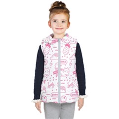 Cute-girly-seamless-pattern Kids  Hooded Puffer Vest