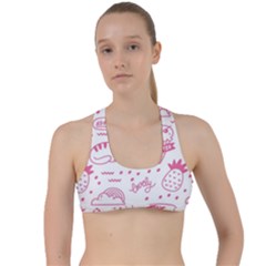 Cute-girly-seamless-pattern Criss Cross Racerback Sports Bra