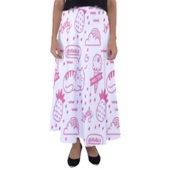 Cute-girly-seamless-pattern Flared Maxi Skirt