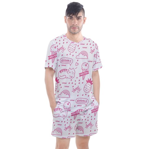 Cute-girly-seamless-pattern Men s Mesh Tee And Shorts Set by Jancukart