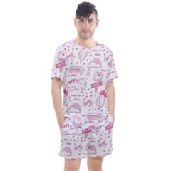 Cute-girly-seamless-pattern Men s Mesh Tee And Shorts Set