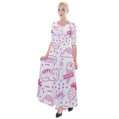 Cute-girly-seamless-pattern Half Sleeves Maxi Dress