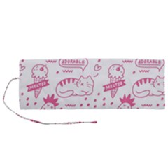 Cute-girly-seamless-pattern Roll Up Canvas Pencil Holder (m)