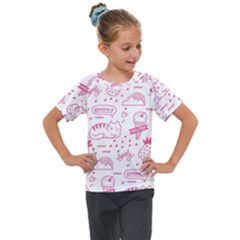 Cute-girly-seamless-pattern Kids  Mesh Piece Tee