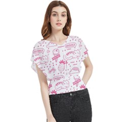 Cute-girly-seamless-pattern Butterfly Chiffon Blouse