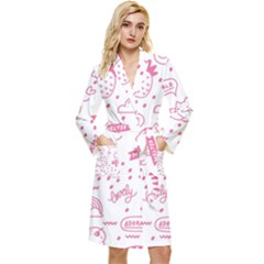 Cute-girly-seamless-pattern Long Sleeve Velour Robe