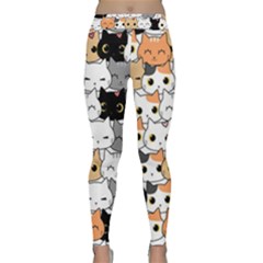 Cute-cat-kitten-cartoon-doodle-seamless-pattern Classic Yoga Leggings