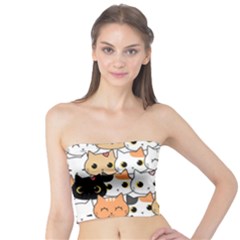 Cute-cat-kitten-cartoon-doodle-seamless-pattern Tube Top