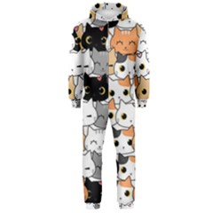 Cute-cat-kitten-cartoon-doodle-seamless-pattern Hooded Jumpsuit (men)