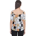 Cute-cat-kitten-cartoon-doodle-seamless-pattern Cutout Shoulder Tee View2