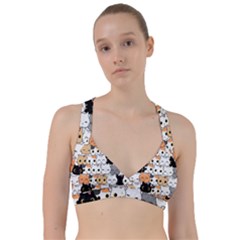 Cute-cat-kitten-cartoon-doodle-seamless-pattern Sweetheart Sports Bra