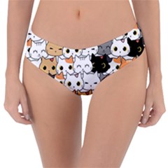 Cute-cat-kitten-cartoon-doodle-seamless-pattern Reversible Classic Bikini Bottoms