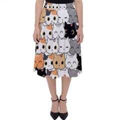 Cute-cat-kitten-cartoon-doodle-seamless-pattern Classic Midi Skirt