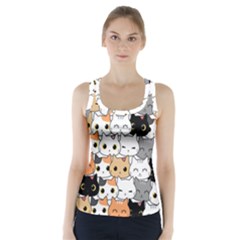 Cute-cat-kitten-cartoon-doodle-seamless-pattern Racer Back Sports Top