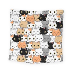 Cute-cat-kitten-cartoon-doodle-seamless-pattern Square Tapestry (small)