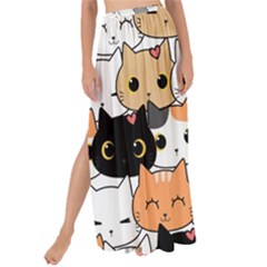 Cute-cat-kitten-cartoon-doodle-seamless-pattern Maxi Chiffon Tie-up Sarong