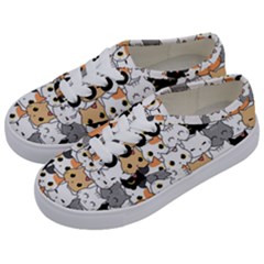 Cute-cat-kitten-cartoon-doodle-seamless-pattern Kids  Classic Low Top Sneakers by Jancukart