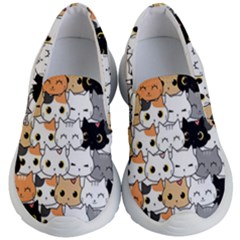 Cute-cat-kitten-cartoon-doodle-seamless-pattern Kids Lightweight Slip Ons by Jancukart