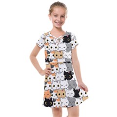 Cute-cat-kitten-cartoon-doodle-seamless-pattern Kids  Cross Web Dress