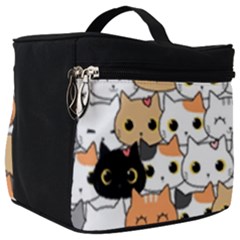 Cute-cat-kitten-cartoon-doodle-seamless-pattern Make Up Travel Bag (big)