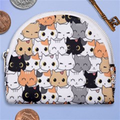 Cute-cat-kitten-cartoon-doodle-seamless-pattern Horseshoe Style Canvas Pouch by Jancukart