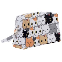 Cute-cat-kitten-cartoon-doodle-seamless-pattern Wristlet Pouch Bag (large)