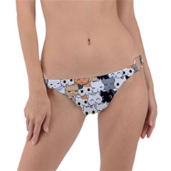 Cute-cat-kitten-cartoon-doodle-seamless-pattern Ring Detail Bikini Bottom