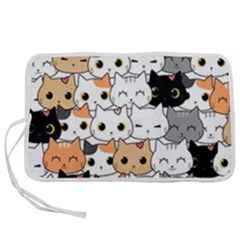 Cute-cat-kitten-cartoon-doodle-seamless-pattern Pen Storage Case (m)