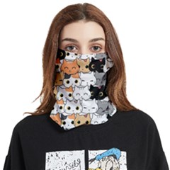 Cute-cat-kitten-cartoon-doodle-seamless-pattern Face Covering Bandana (two Sides)