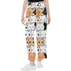 Cute-cat-kitten-cartoon-doodle-seamless-pattern Women s Pants  by Jancukart