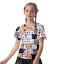 Cute-cat-kitten-cartoon-doodle-seamless-pattern Kids  Front Cut Tee View2