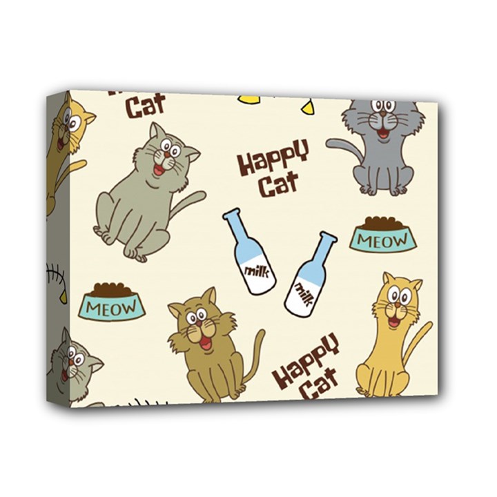 Happy-cats-pattern-background Deluxe Canvas 14  x 11  (Stretched)