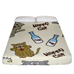 Happy-cats-pattern-background Fitted Sheet (king Size)