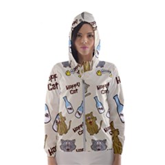 Happy-cats-pattern-background Women s Hooded Windbreaker