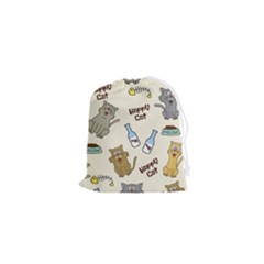 Happy-cats-pattern-background Drawstring Pouch (xs)