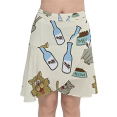 Happy-cats-pattern-background Chiffon Wrap Front Skirt