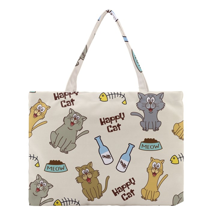 Happy-cats-pattern-background Medium Tote Bag