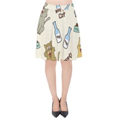 Happy-cats-pattern-background Velvet High Waist Skirt