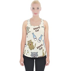 Happy-cats-pattern-background Piece Up Tank Top