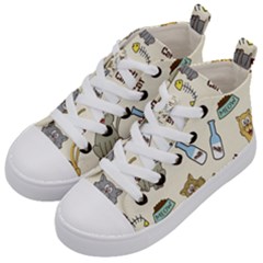 Happy-cats-pattern-background Kids  Mid-top Canvas Sneakers