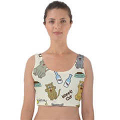 Happy-cats-pattern-background Velvet Crop Top