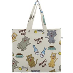 Happy-cats-pattern-background Canvas Travel Bag