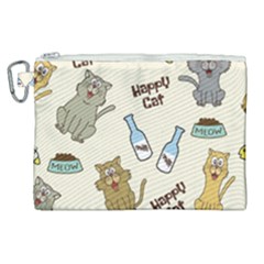 Happy-cats-pattern-background Canvas Cosmetic Bag (xl) by Jancukart