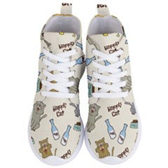 Happy-cats-pattern-background Women s Lightweight High Top Sneakers