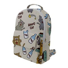 Happy-cats-pattern-background Flap Pocket Backpack (large)