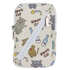 Happy-cats-pattern-background Belt Pouch Bag (small)