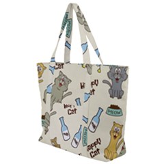 Happy-cats-pattern-background Zip Up Canvas Bag