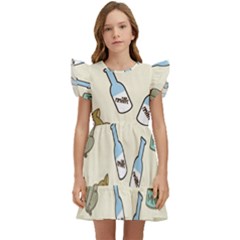 Happy-cats-pattern-background Kids  Winged Sleeve Dress