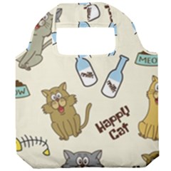 Happy-cats-pattern-background Foldable Grocery Recycle Bag by Jancukart