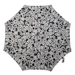 Seamless-pattern-with-black-white-doodle-dogs Hook Handle Umbrellas (large) by Jancukart